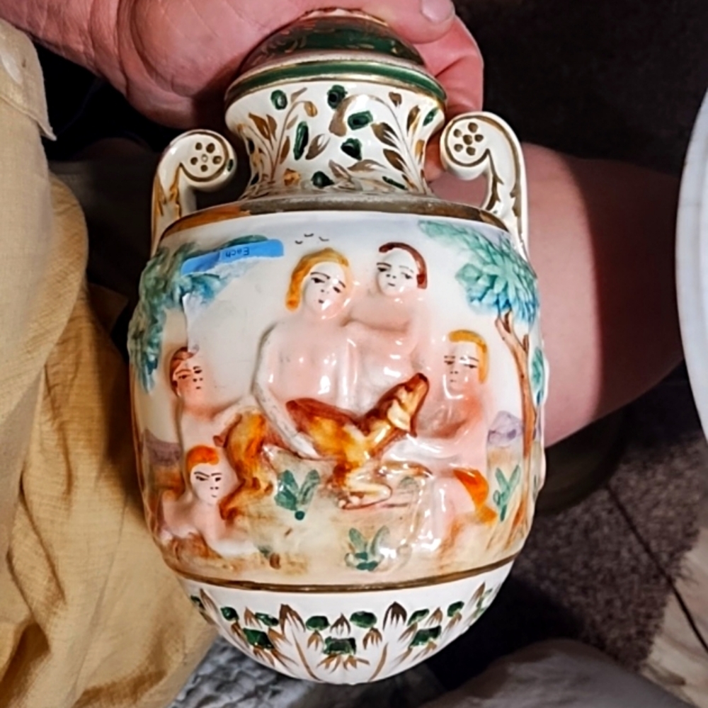 A pair of  2 capodimonte Italian hand-painted lamp bases